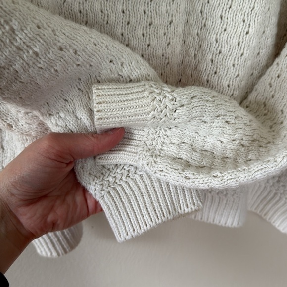 Studio Cozy White Knit Fisherman style Sweater XL - Picture 6 of 6